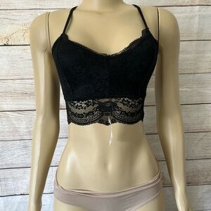 Cozy Fox Bralette Black Lace Sexy Racer Back Size S/M NWT
